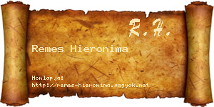 Remes Hieronima névjegykártya